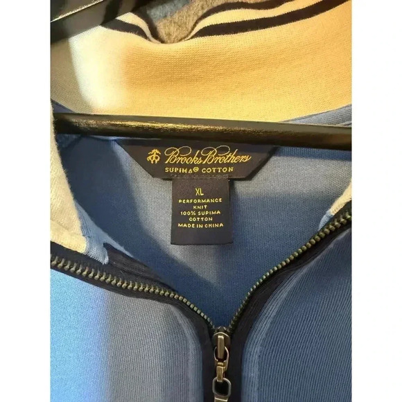 Brooks Brothers Blue Supima Cotton Quarter-Zip Pullover XL - Picture 5 of 5